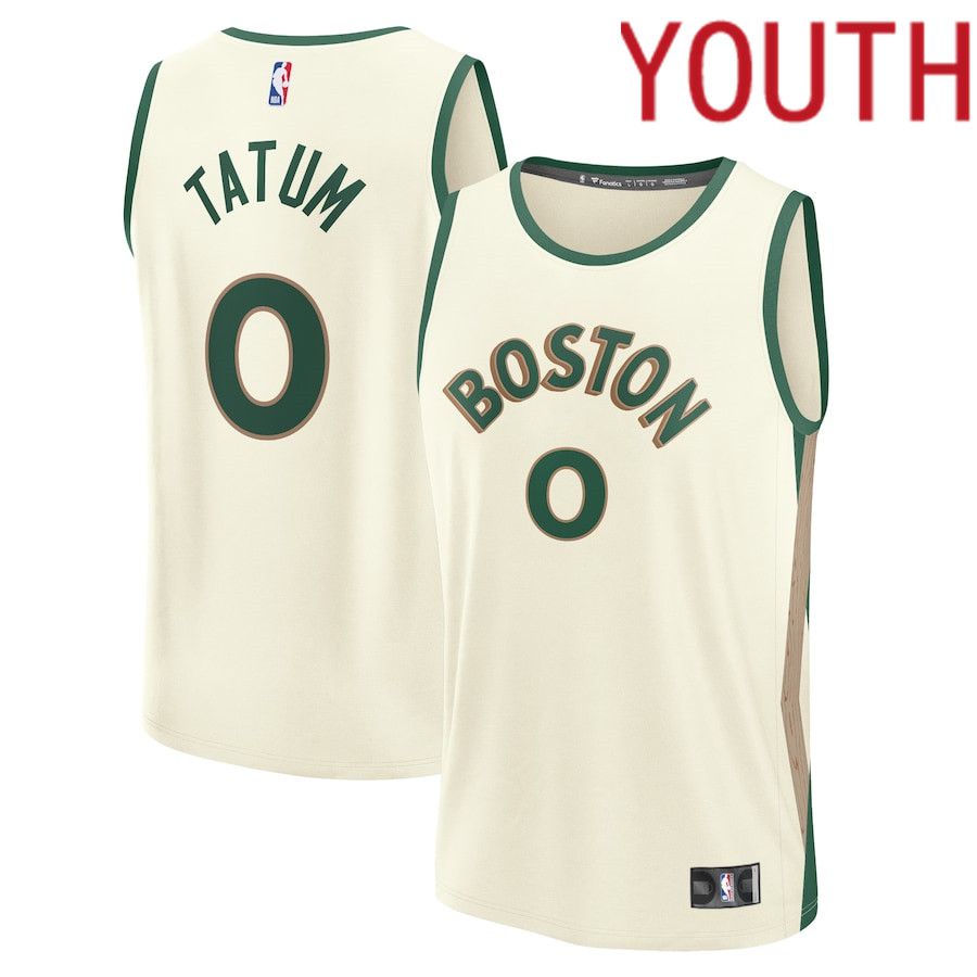 Youth Boston Celtics #0 Jayson Tatum Fanatics Branded White City Edition 2023-24 Fast Break NBA Jersey->youth nba jersey->Youth Jersey